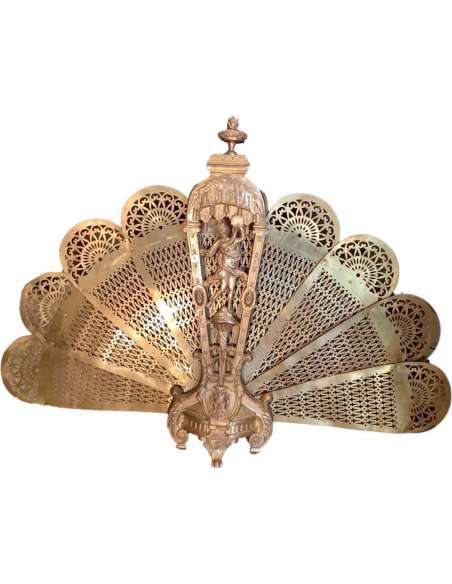 Louis XVI Style Gilded Bronze Fire Screen - chenets, fireplace accessories-Bozaart