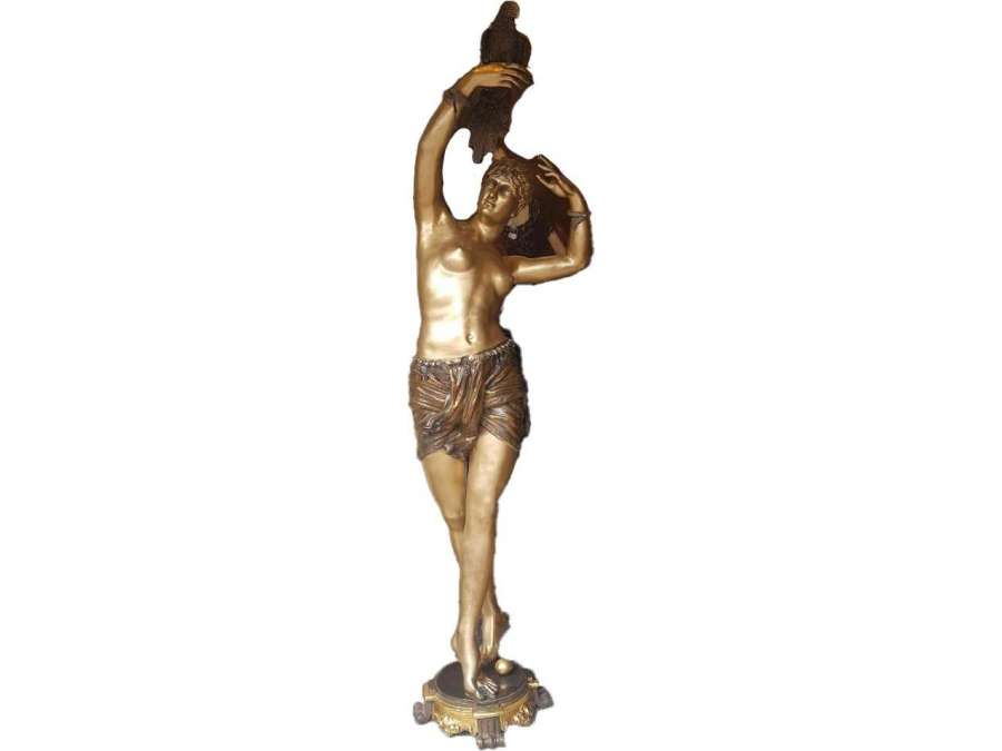 Grande Statue En Bronze Art Deco Danseuse Orientale - Bronzes anciens