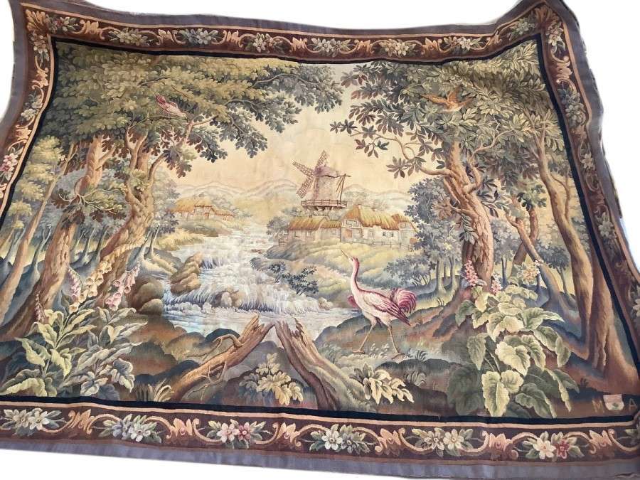 Tapestry of aubusson in wool + of 19th century