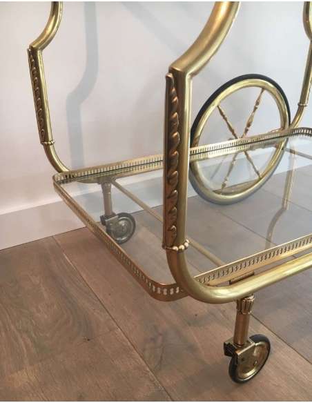 20th Century Neoclassical Brass Table on Wheels-Bozaart