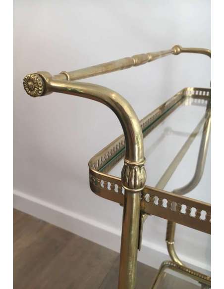 20th Century Neoclassical Brass Table on Wheels-Bozaart