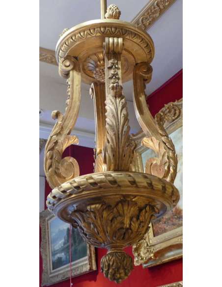 Louis XIV Style Lantern In Sulptian And Gilded Wood - lanterns-Bozaart