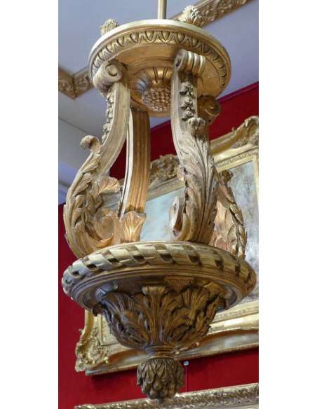 Louis XIV Style Lantern In Sulptian And Gilded Wood - lanterns-Bozaart