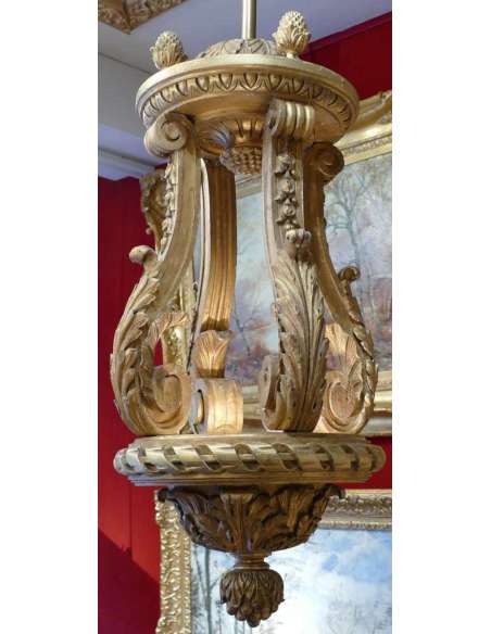 Louis XIV Style Lantern In Sulptian And Gilded Wood - lanterns-Bozaart