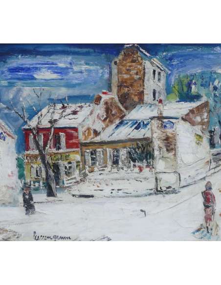 Genin Lucien Peinture 20è Vue De Paris Montmartre Cabaret Lapin Agile Huile Sur Toile Signée - Tableaux paysages Genin Lucien Peinture 20è Vue De Paris Montmartre Cabaret Lapin Agile Huile Sur Toile Signée - Tableaux paysages-Bozaart