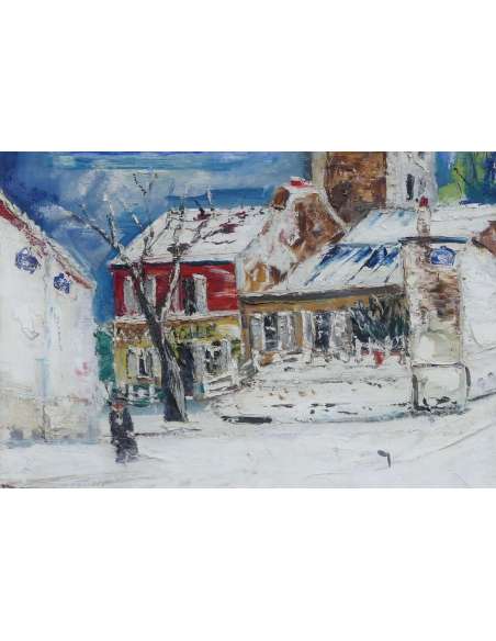 Genin Lucien Peinture 20è Vue De Paris Montmartre Cabaret Lapin Agile Huile Sur Toile Signée - Tableaux paysages Genin Lucien Peinture 20è Vue De Paris Montmartre Cabaret Lapin Agile Huile Sur Toile Signée - Tableaux paysages-Bozaart
