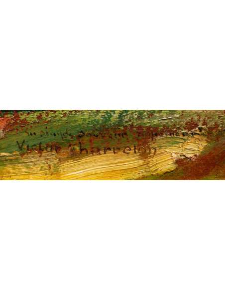Charreton Victor Tableau Postimpressionniste Début XXè Paysage Ensoleillé Peinture Huile Signée - Tableaux paysages-Bozaart