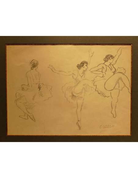 Cosson Marcel Signed Drawing Early 20th Century Dancers In Rehearsal - drawings-Bozaart