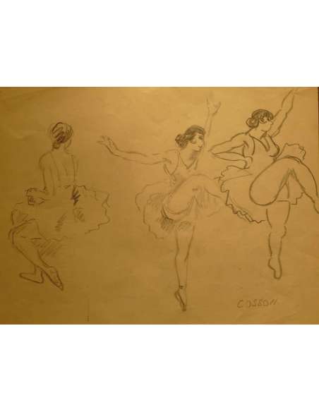 Cosson Marcel Signed Drawing Early 20th Century Dancers In Rehearsal - drawings-Bozaart