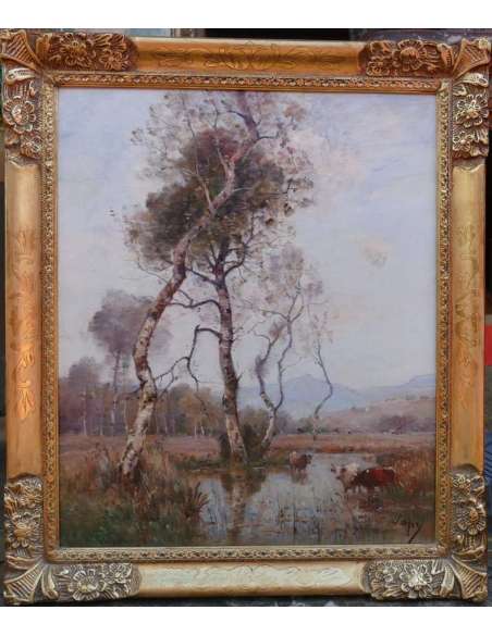 Japy Louis Aimé French School Painting 19th Century Barbizon School Oil On Canvas Signed - Landscape Paintings-Bozaart