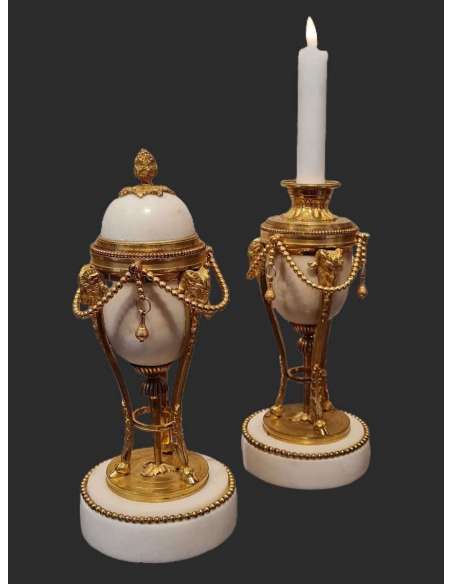 Louis XVI Reversible Candlesticks - Cassolettes - Candle Holders - Torches-Bozaart