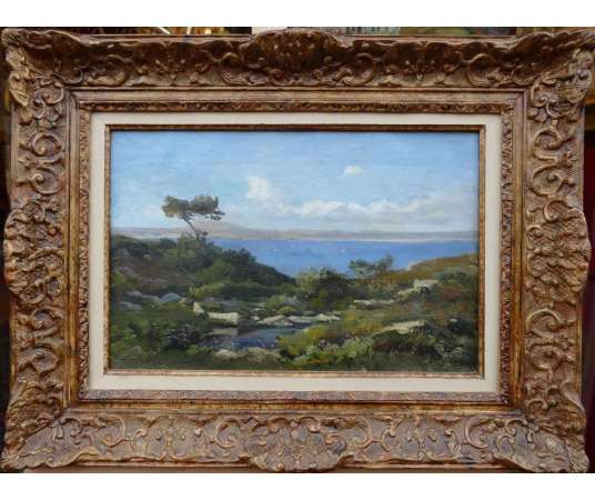 Lansyer Emmanuel Painting 19th Century Mediterranean Landscape Oil On Canvas Signed And Dated - Landscape Paintings