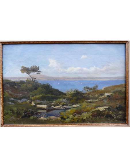Lansyer Emmanuel Painting 19th Century Mediterranean Landscape Oil On Canvas Signed And Dated - Landscape Paintings-Bozaart