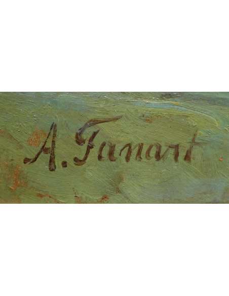Fanart Antonin Peinture Française XIXè Siècle Bord De Rivière Huile Sur Carton Signée - Tableaux paysages-Bozaart