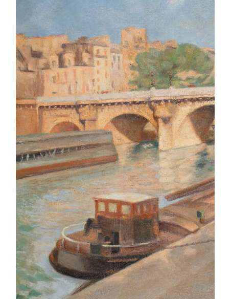 Le Pont Neuf à Paris. Importante H/toile Signée: BroËt - Tableaux scènes de genre-Bozaart
