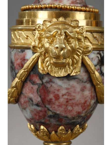 Superb Reversible Cassolettes In Marble And Gilded Bronze - Candle Holders - Torches-Bozaart