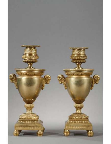 Elegant Candle Holders-Reversible Golden Bronze Cassolettes - Candle Holders - Torches-Bozaart