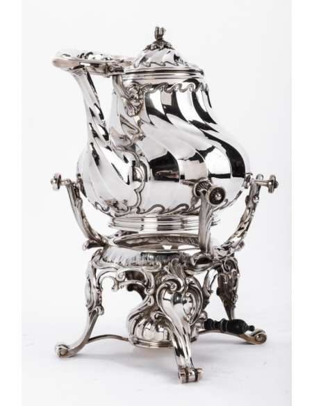 Samovar rocaille style in Solid silver - XIXth - Goldsmith Martin Marie Vve --Bozaart