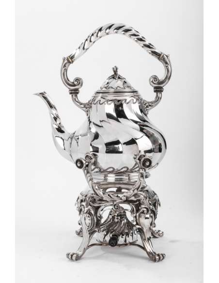 Samovar style rocaille en Argent massif - XIXe - Orfèvre Martin Marie Vve --Bozaart