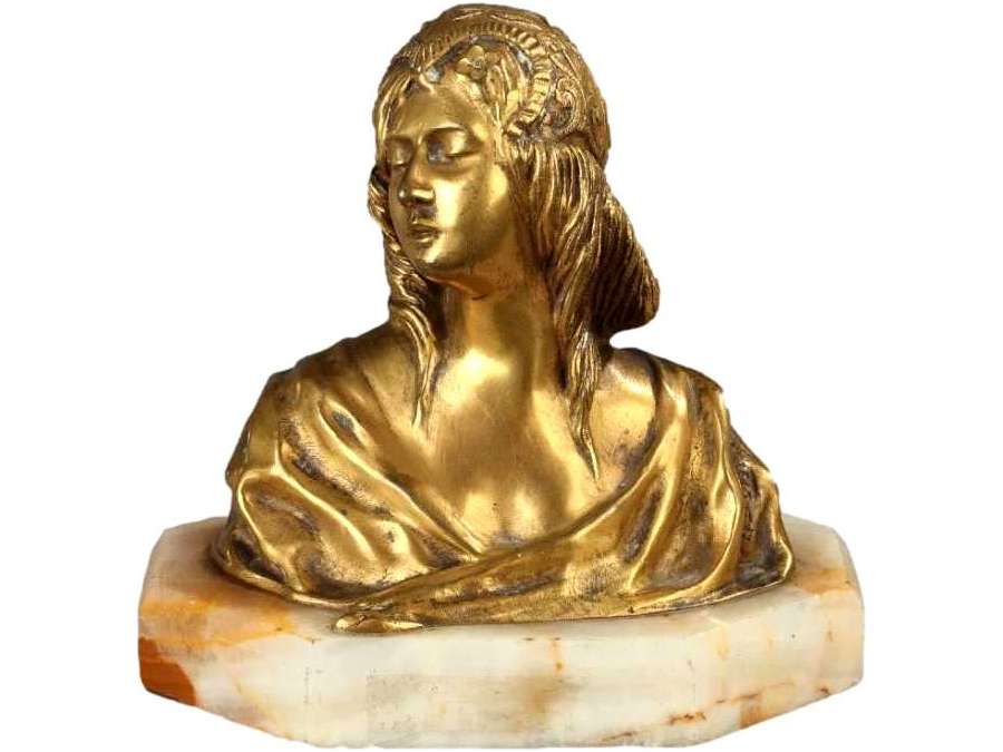Buste De Jeune Femme Signé Loiseau Rousseau - Bronzes anciens