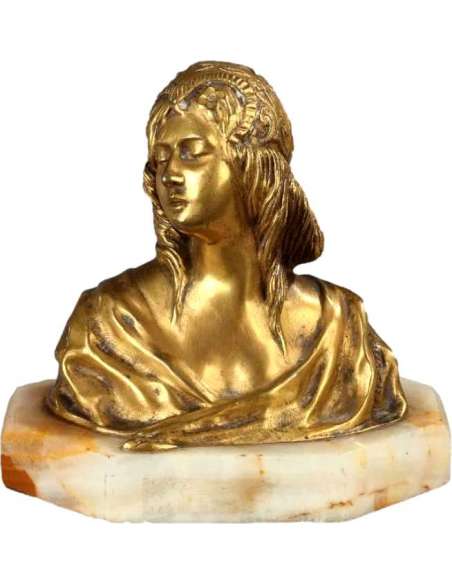 Buste De Jeune Femme Signé Loiseau Rousseau - Bronzes anciens-Bozaart