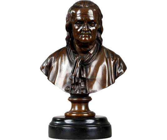 Bust Benjamin Franklin. F. Barbedienne - Ancient bronzes