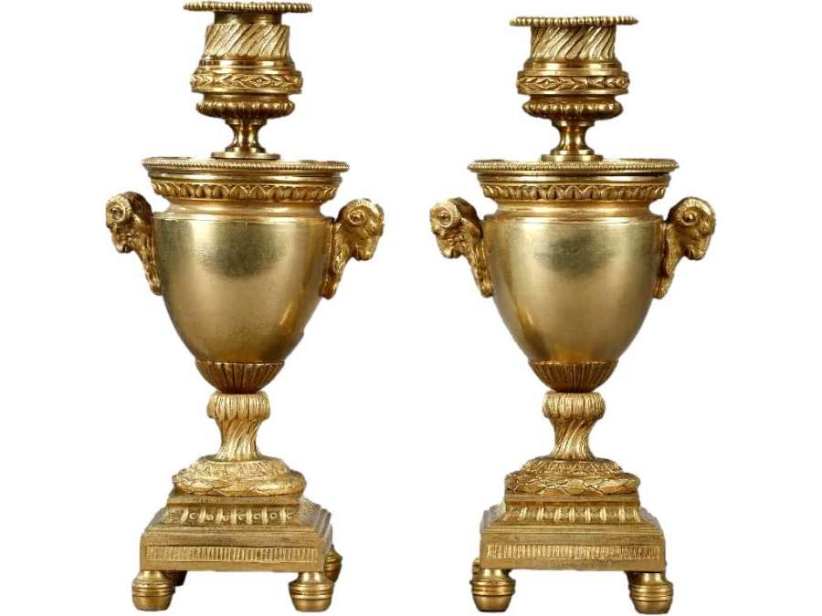 Reversible candle holders+ 19th century gilt bronze Louis XVI style