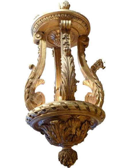 Louis XIV Style Lantern In Sulptian And Gilded Wood - lanterns-Bozaart