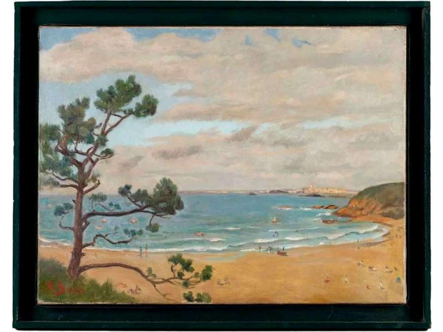 View From Dinard On Saint Malo. H/canvas Signed A.broËt - Landscape paintings