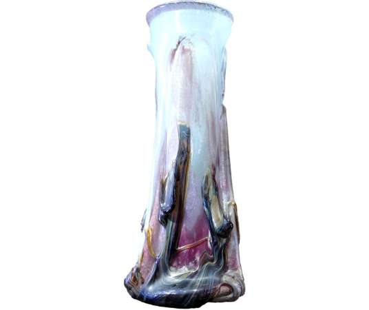Novaro Blown Glass Vase Signed And Dated 1989 - Glass Pastes