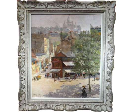 Abel Truchet Louis Peinture Française Belle Epoque Paris Vue De Montmartre Huile Toile Signée - Tableaux paysages