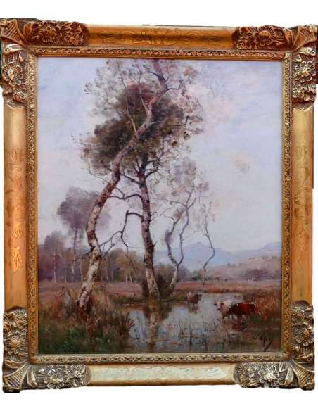 Japy Louis Aimé French School Painting 19th Century Barbizon School Oil On Canvas Signed - Landscape Paintings-Bozaart