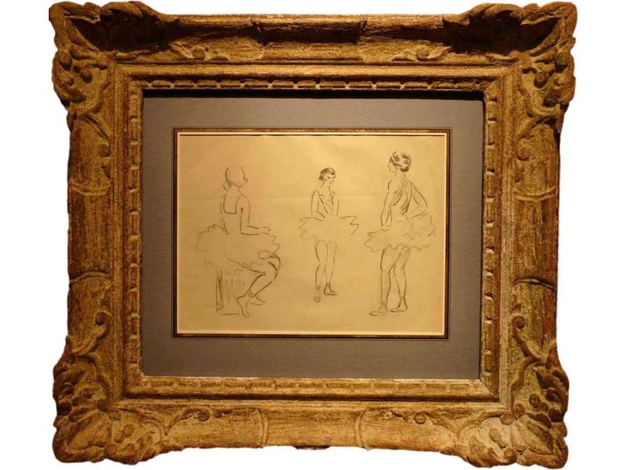 Cosson Marcel dancers in rehearsal + signed drawing 20th century