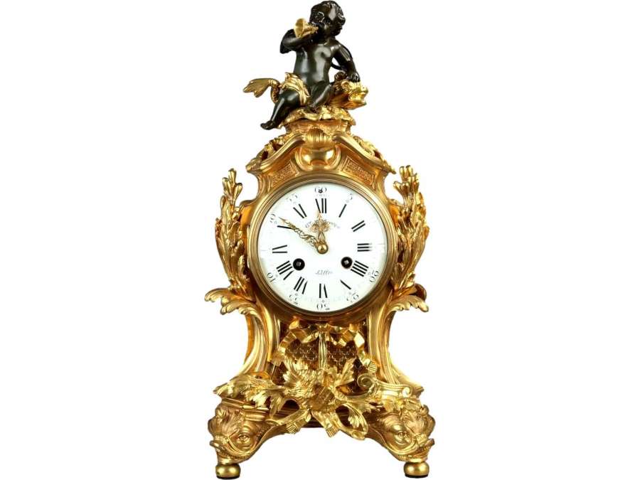 Rocaille Clock With Dolphins