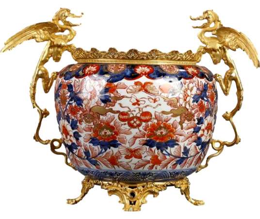 Important IMARI basin cup, gilded bronze mounted - cups, basins, cassolettes