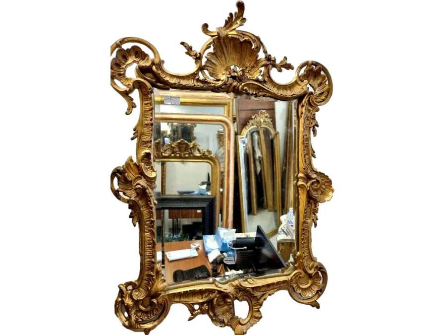 Golden mirror beveled glass Louis XV style 60*84cm - mirrors