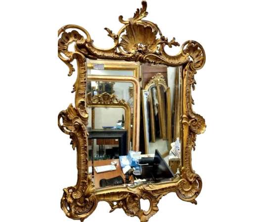 Miroir doré glace biseautée style Louis XV 60*84cm - miroirs