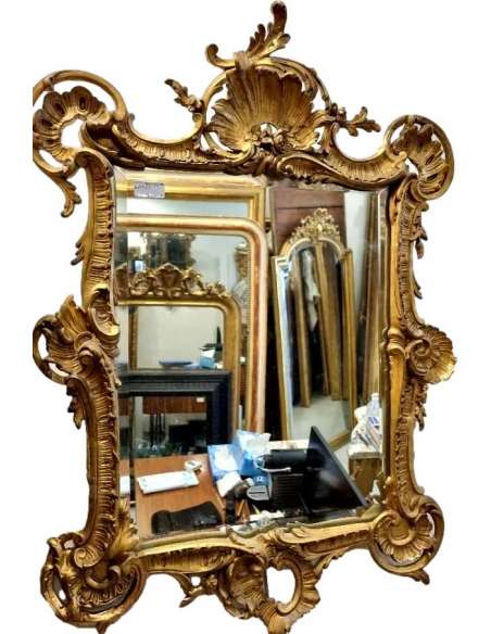 Miroir doré glace biseautée style Louis XV 60*84cm - miroirs-Bozaart