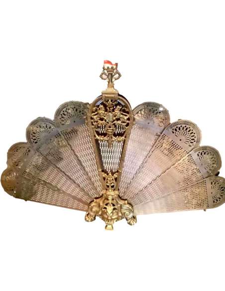 Pare Feu éventail En Bronze Doré De Style Louis XVI - chenets, accessoires de cheminée-Bozaart