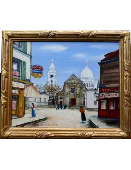 Gazi The Tatar Montmartre Oil On Canvas Signed And Located - Paintings genre scenes-Bozaart