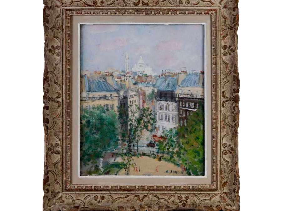Serge Belloni, Vue De Montmartre Et Du Sacré Coeur - Tableaux paysages