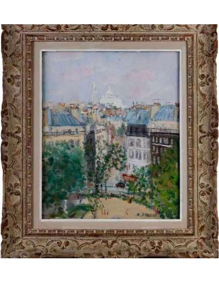 Serge Belloni, View Of Montmartre And The Sacré Coeur - Landscape Paintings-Bozaart