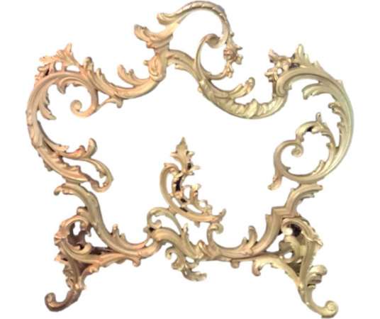 Gilded Bronze Louis XV Style Firewall Late 19th Century - chenets, fireplace accessories