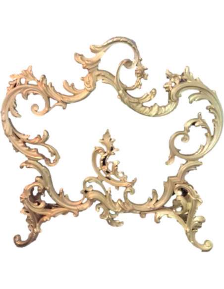 Gilded Bronze Louis XV Style Firewall Late 19th Century - chenets, fireplace accessories-Bozaart