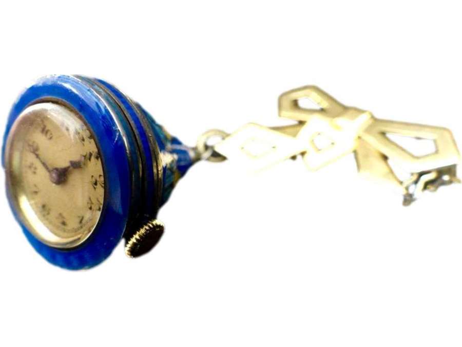 Chatelaine Gold Vermeil enamel Art Deco Period Watch