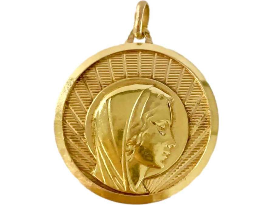 Importante Médaille Religieuse Au Profil De La Vierge