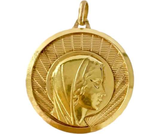 Importante Médaille Religieuse Au Profil De La Vierge - Pendentifs - médaillons