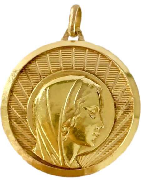 Importante Médaille Religieuse Au Profil De La Vierge - Pendentifs - médaillons-Bozaart