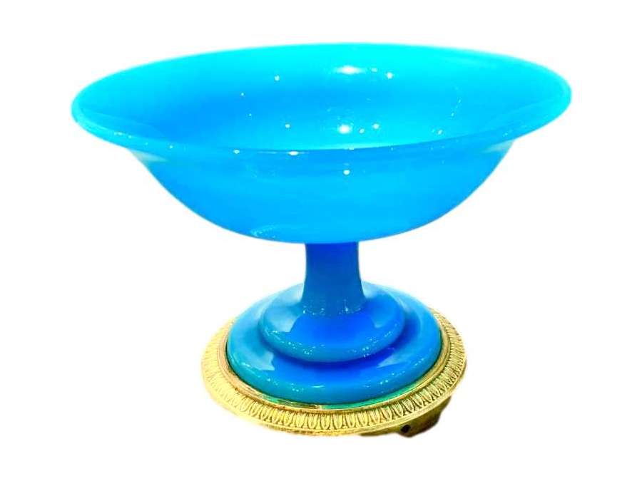 Turquoise Opal Crystal Baguier Cup - Opalines, enameled glasses