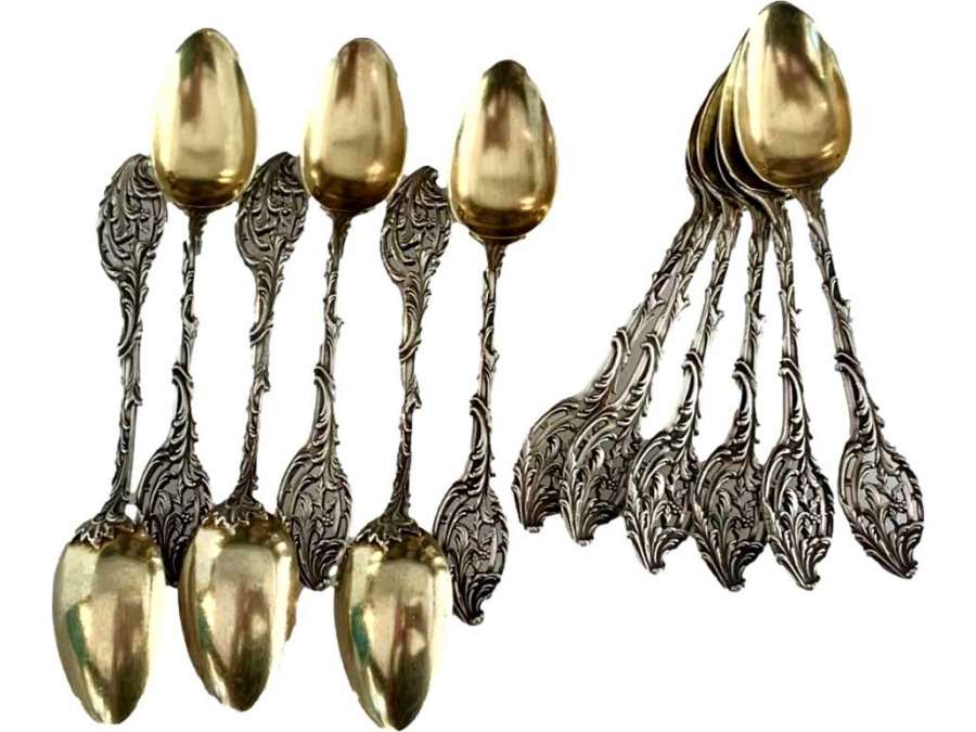 Art Nouveau Silver Coffee Spoons - cutlery, household